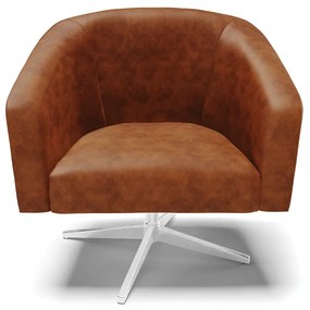Poltrona Decorativa Giratória Cromada Kit 2 Stella Sintético PU D03 - D'Rossi - Nozes