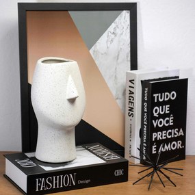 Vaso Decorativo Rosto Areia em Cerâmica 25,5x26 cm - D'Rossi