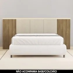 Cabeceira Casal Queen 268cm Com LED Dubai Zen Linho Bege - Vila Rica