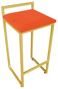 Banqueta Pietra Suede Base Dourado - Laranja