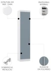 Guarda Roupa Modulado Sapateira 50cm Taiga Grey/Branco L01 - Mpozenato