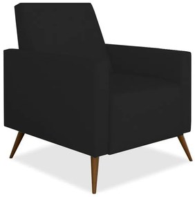 Kit Poltrona Gabi Pé Palito + Puff Quadrado Suede Preto Sala, quarto, amamentação