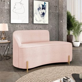 Sofá 2 Lugares Orgânico 140cm Pé Aço Lateral Dourado Morgan Bouclê D03 - D'Rossi - Rose