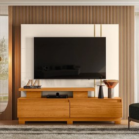 Estante de TV 75 Pol 183cm com Pé Sala Belora Cinamomo/Off White M20 - D'Rossi