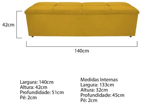 Calçadeira Munique 140 cm Casal Suede Amarelo - ADJ Decor