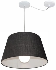 Lustre Pendente Cone Com Desvio Md-4273 Cúpula 21/30x40cm Preto - Bivolt