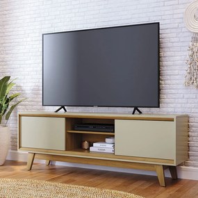 Bancada Decorativa Loser MDP Pintura UV 2 Portas Deslizantes até 65 Cumaru/Opala G97 - Gran Belo