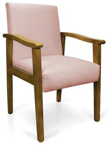 Poltrona Eloisa Veludo Base de Madeira Castanho - Rose