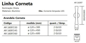 Arandela Corneta 8X30X7Cm 2Xmr16 - Usina Design 16097/30 (BT - Branco Texturizado)