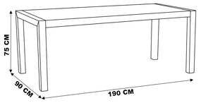 Mesa Sala de Jantar Cozinha Dumai 190cm Madeira Maciça Acácia Escovado G54 - Gran Belo