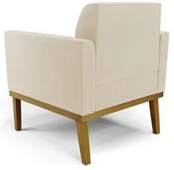 Sofá Namoradeira e 1 Poltrona Base Madeira Castanho Maressa Suede Bege