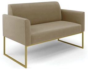 Sofá Namoradeira Base Industrial Dourado Marisa Suede D03 - D'Rossi - Marrom Rato