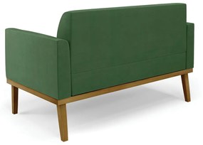 Sofá Namoradeira Base de Madeira Fixa Castanho Marisa Suede D03 - DRossi - Verde