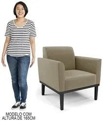 Sofá Namoradeira e 2 Poltronas Base Madeira Preto Maressa Suede Marrom