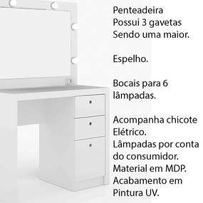 Penteadeira para Quarto Decorativa PE2010 MPD Branco G69 - Gran Belo