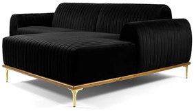 Sofá 3 Lugares Lisboa D07 com Chaise Direita 230cm Veludo Preto - D'Rossi