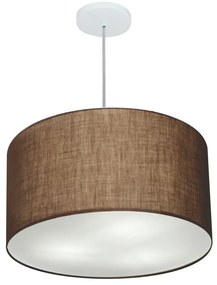 Lustre Pendente Cilíndrico Md-4257 Cúpula em Tecido 45x30cm Café - Bivolt