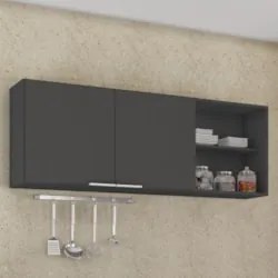 Armário de Cozinha Aéreo 150cm Pérola Z34 Preto - Mpozenat