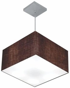 Lustre Pendente Quadrado Md-4020 Cúpula em Tecido 21/35x35cm Café - Bivolt