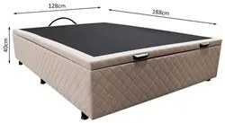 Base Box Baú para Cama Viúva 128x188cm Liz S05 Suede Bordado Bege - Mp