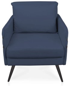 Poltrona Mari Suede Azul Marinho Pés Palito de Ferro Preto - D'Rossi