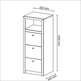 Armário Arquivo Estante de Livros Com 3 Gavetas Branco