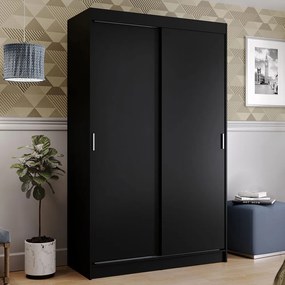 Guarda-Roupa Solteiro Madesa Tokio 2 Portas de Correr 2 Gavetas Preto Cor:Preto