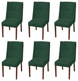 Kit 6 Cadeiras de Jantar Lecce Veludo Verde Bandeira