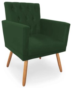 Poltrona Decorativa Clara Capitonê Pés Palito Suede Verde - Sheep Estofados