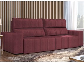 Sofá Retrátil 254 cm Sala de Estar Leonel Suede Bordô G52 - Gran Belo