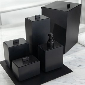 Conjunto Banheiro Retangular 6 Pçs Resina Black Matte