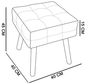 Puff Banqueta Decorativo Pé Palito de Madeira Elisa Suede Bege D03 - D'Rossi