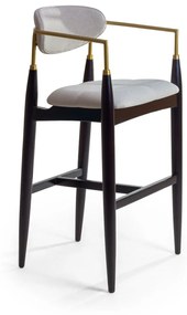 Banqueta com Braço Kezzie Estofada Detalhe em Metal Estrutura Madeira Liptus Design Sustentável