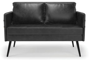 Namoradeira 02 Lugares Mari Corano Preto Pés Palito de Ferro - D'Rossi