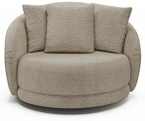 Poltrona Decorativa Base Giratória Galáxia com Almofadas Boucle Bege G45 - Gran Belo