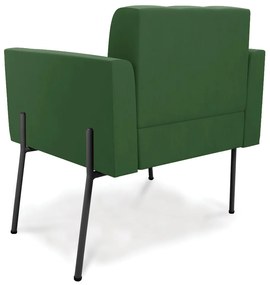 Poltrona Pé de Ferro Preto para Sala Elisa Suede - D'Rossi - Verde
