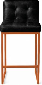 Banqueta Cozinha Alta com Encosto Industrial Bronze Lirina PU C05 - D'Rossi - Preto
