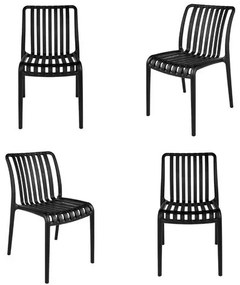 Kit 04 Cadeiras Gávea Polipropileno Preto - 76827 Sun House