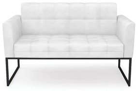 Sofá Namoradeira Elisa Corano Base Metálica Industrial Preto - D'Rossi - Branco