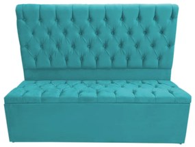 Cabeceira com Calçadeira Baú Solteiro 100cm Nicole Suede Turquesa - Sheep Estofados - Água