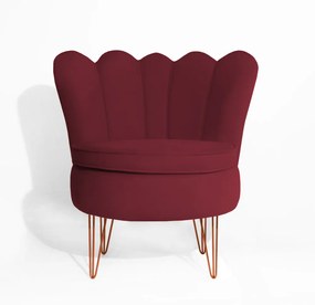 Poltrona Dália Pés Hairpin Legs Bronze Veludo Bordô