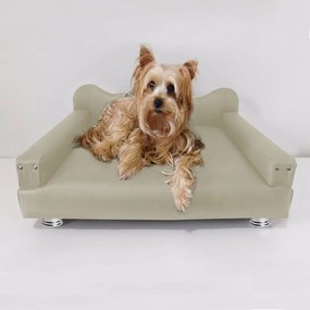 Cama Sofá Pet Meg Para Cães E Gatos Elegante e confortável Courino Bege