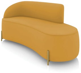 Sofá 3 Lugares Orgânico 180cm Pé Dourado Morgan Veludo D03 - D'Rossi - Mostarda
