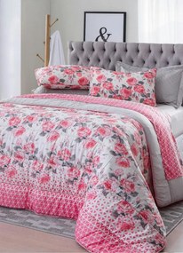 Jogo de Cama Rosa Casal 4 Peças