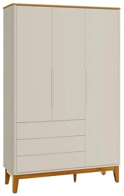 Guarda-Roupa Boom 3 Portas e 3 Gavetas - Branco Fosco e Savana