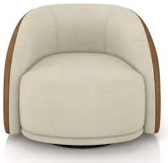 Poltrona Decorativa Orgânica Giratória Lya Z32 Boucle Bege/Sintético M