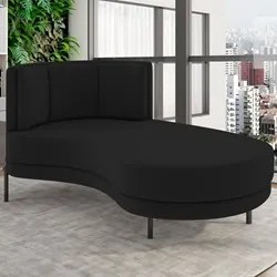 Chaise Longue Divã 164cm Braço Esquerdo Logus D06 Veludo Preto - Mpoze
