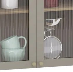 Armário de Cozinha 80cm 2 Portas Com Vidro Nádia Mocca/Avelã L01 - Mpo