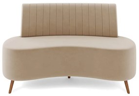 Sofá 2 Lugares Living 160cm Pé Palito Maraú Veludo K01 - D'Rossi - Bege