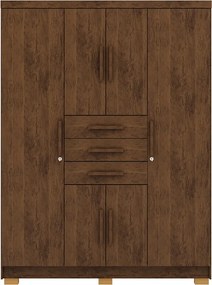 Guarda Roupa Casal Belga 6 Portas de Bater 3 Gavetas com Cabideiros Nogueira G98 - Gran Belo